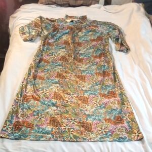 Vintage Models Coat Floral Bohemian Housecoat Zippered Front Size Medium